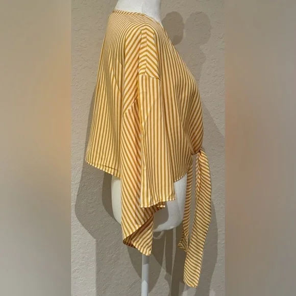 SHEIN Curve Angled Bell Sleeve Tie Front Striped Bolero Shrug Size XL - Picture 5 of 9